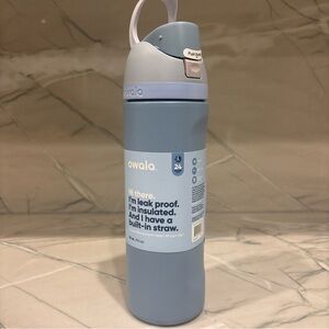 Owala FreeSip 24oz Sea Salt Blue Insulated Water Bottle Straw Lid, NWT